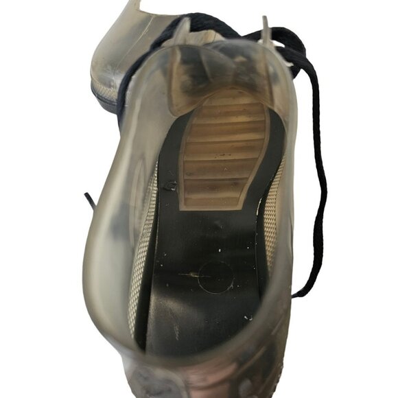 JuJu Clear Rubber Wellies Rain Booties Lace Up Black Tread Womens US 6 UK 4 - Picture 7 of 10